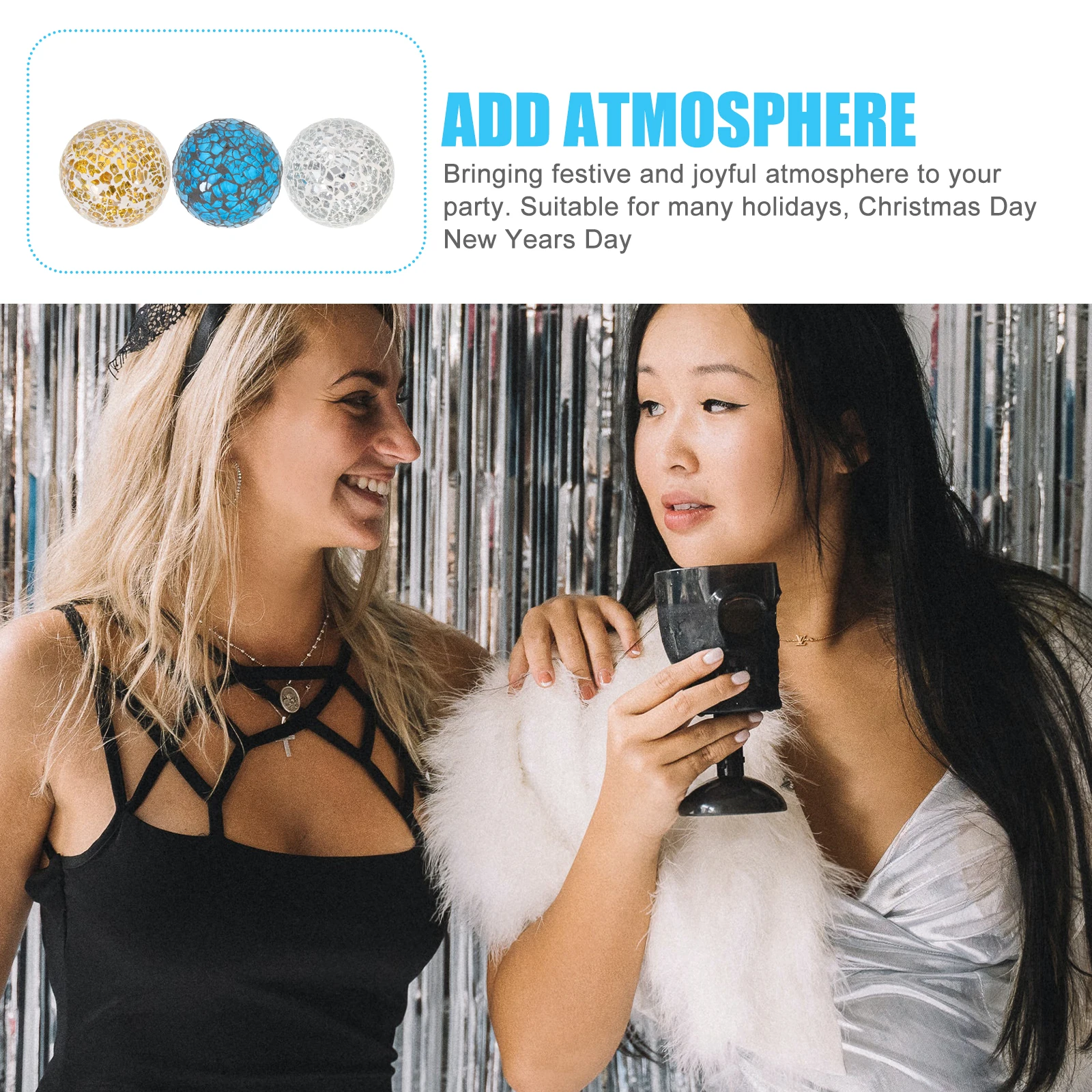 

6Pcs Home Decor Glass Ball Set Stylish Reflective Sphere for Desktop Holiday Party Wedding Photo Shoots and Room Accessories