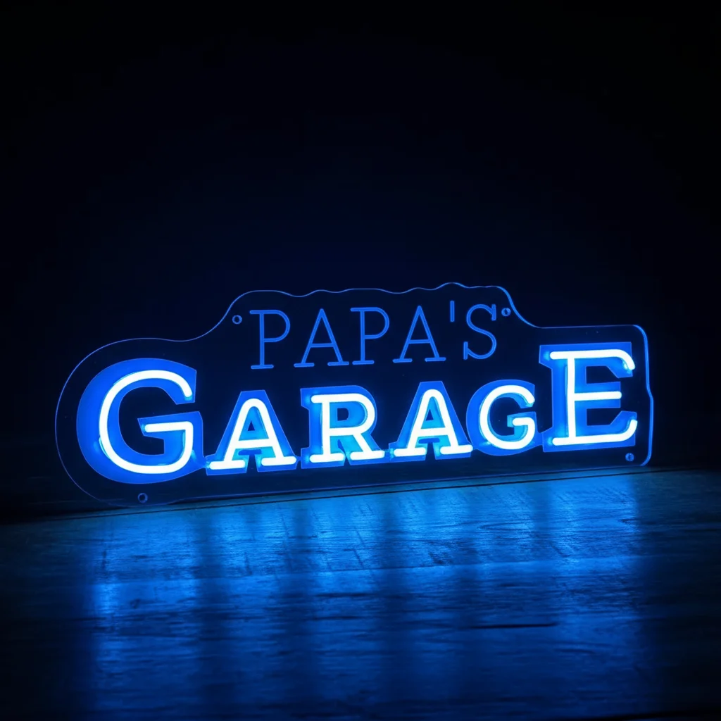 Custom Garage LED Neon Sign USB Wall-Mounted Garage Decor White Auto Light for Showrooms Name Gifts Circular Energy-Efficient