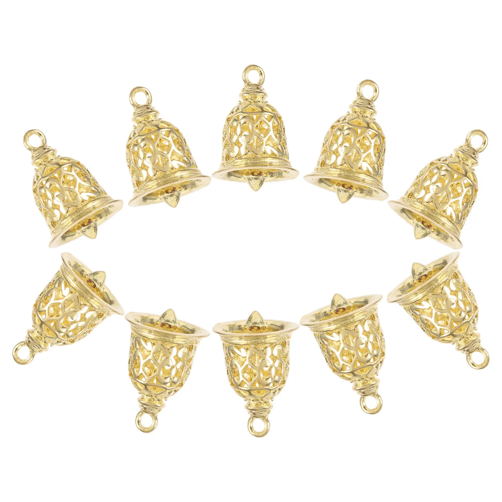 10 قطعة قلادة جرس النحاس الجوف شنقا الديكور Diy بها بنفسك الحرف مجوهرات ديكور حديقة المنزل الملابس والاكسسوارات باب المعبد #6