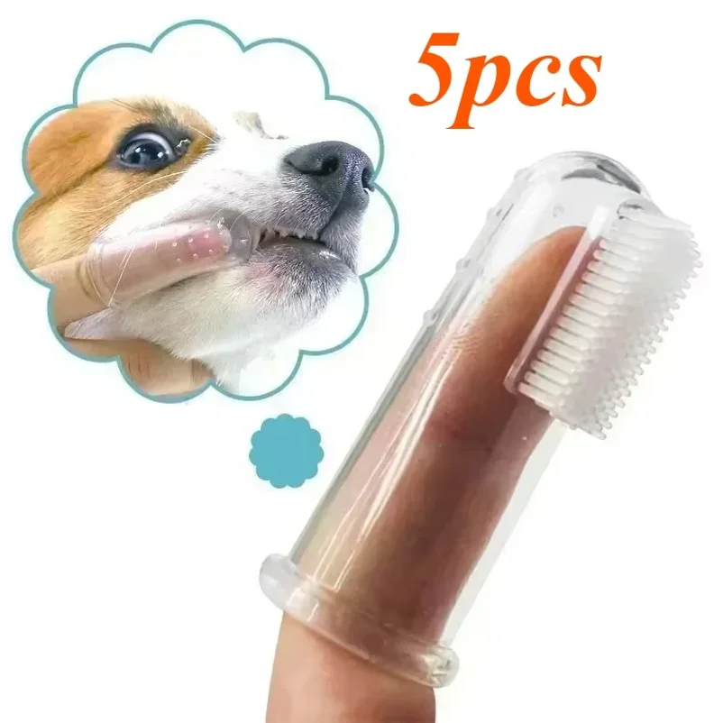 5pcs Super Soft Pet Finger Toothbrush Dog Brush Bad Breath Tartar Teeth Care Tool Dog Pet Supplies Cepillo Para Perro