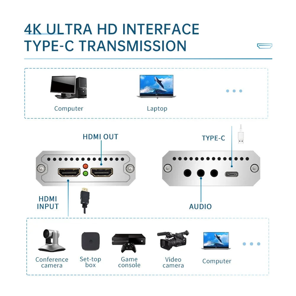UC4000A لعبة البث المباشر OBS vMix Wirecast Xsplit Ture UHD 4K USB3.0 HDMI صندوق التقاط الفيديو المنتزع