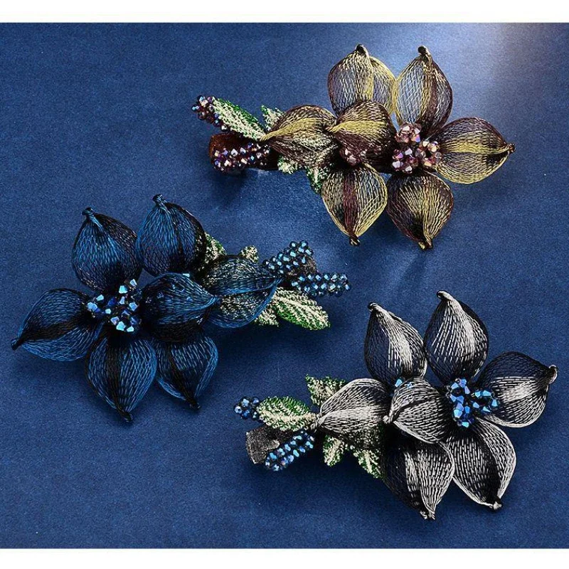 

Fashion Copper Wire Woven Flower Hair Clips for Women Retro Elegant Back Spoon Spring Clip Headwear Girl Hair Accessoires Gift