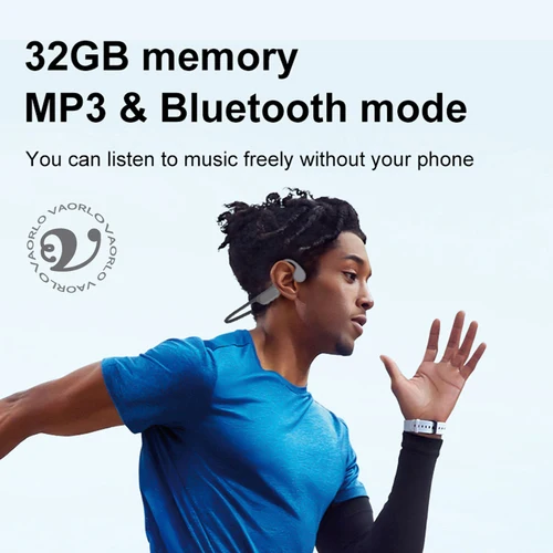 Imagen 2 del producto Auriculares de conducción ósea Bluetooth 5,4, reproductor MP3 resistente al agua IPX8, auriculares inalámbricos de alta fidelidad con gancho para la oreja y micrófono para nadar