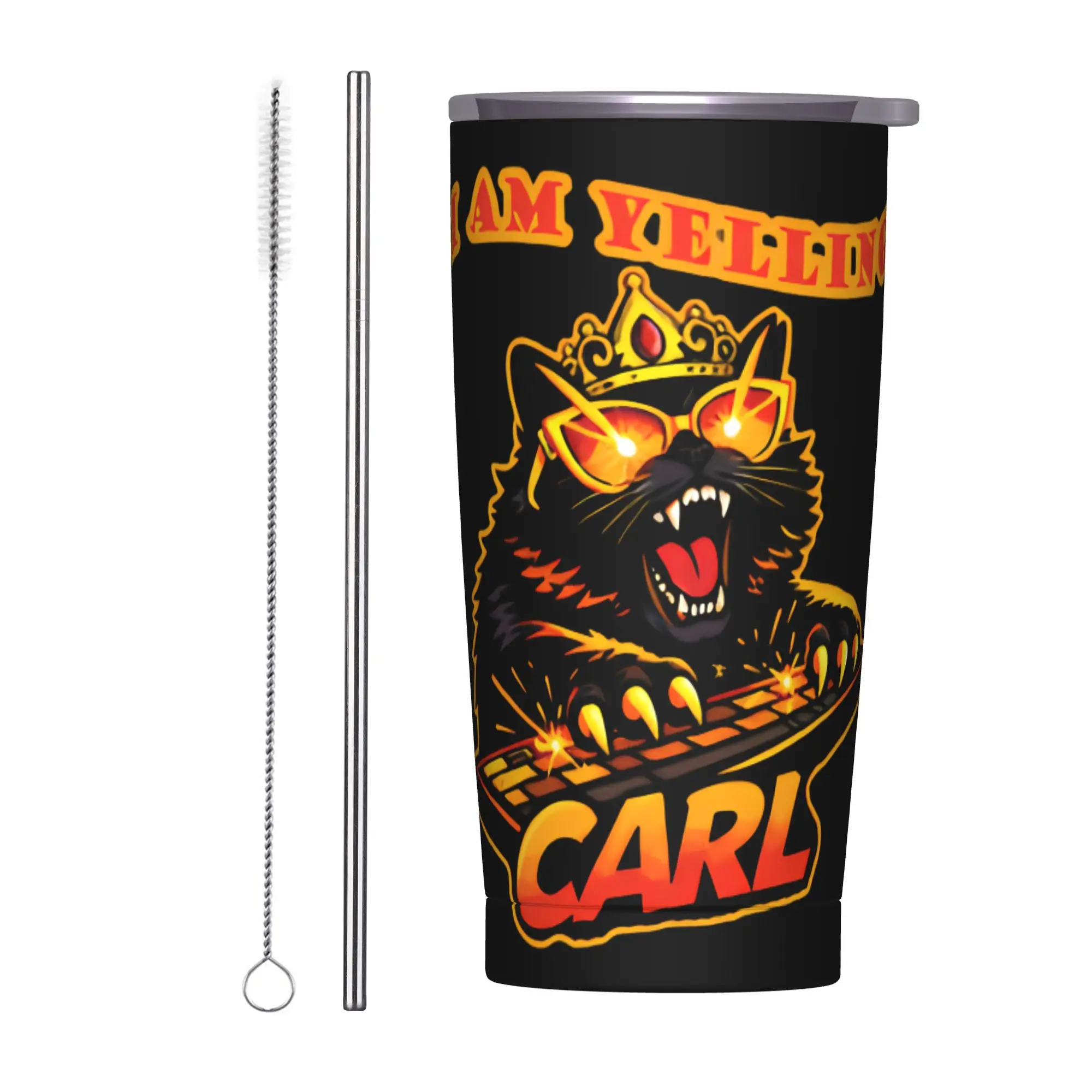 I Am Yelling Carl Donut Cat Meme Tumbler  Heat Preservation Hot Drinks Water Bottle Stainless Steel Driving Thermal Mug
