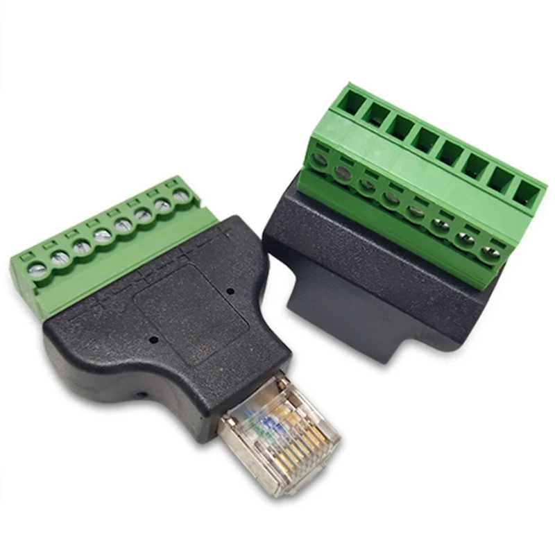 RJ45 Male To 8PIN Screw Terminal Adapter Highly speed Data Transfer Plastic Networking Adapter Light Plastic Construction