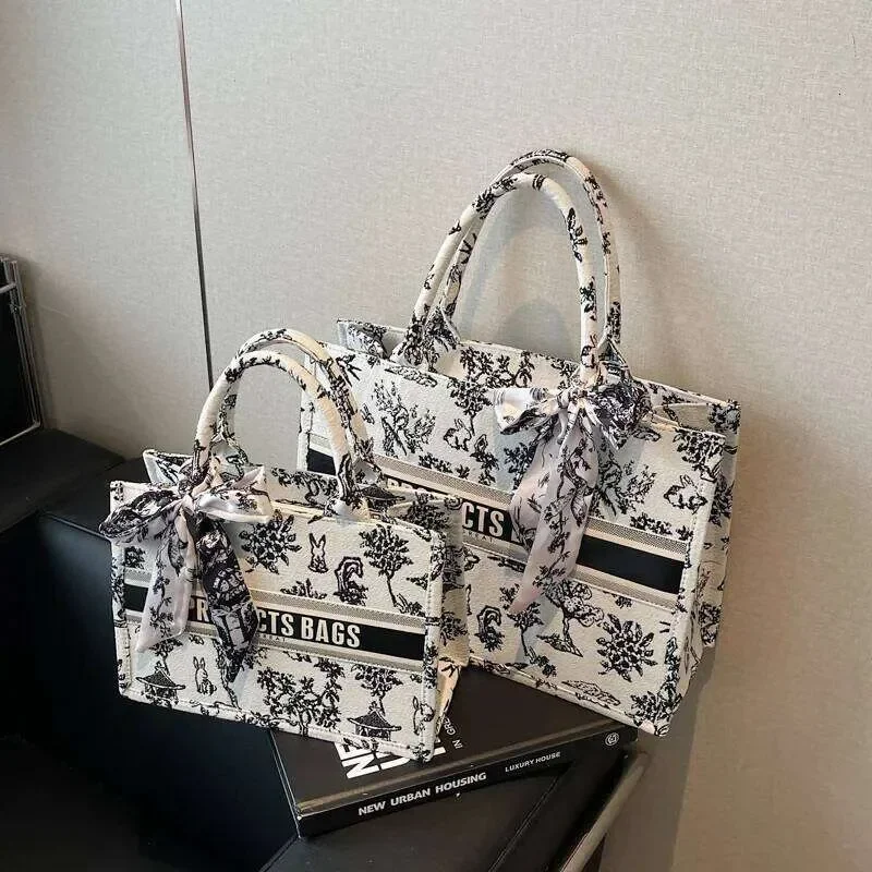 

Luxury Handbag for Women Designer Jacquard Embroidery Canvas Tote Shopper Shoulder Bag 1103675481