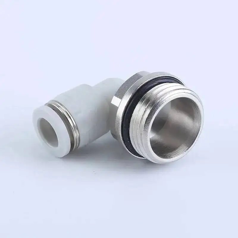 10pcs PLG Elbow Pneumatic Fittings G-thread Gas Pipe Quick Connector PL8-G02 Element Quick Connector Black/White