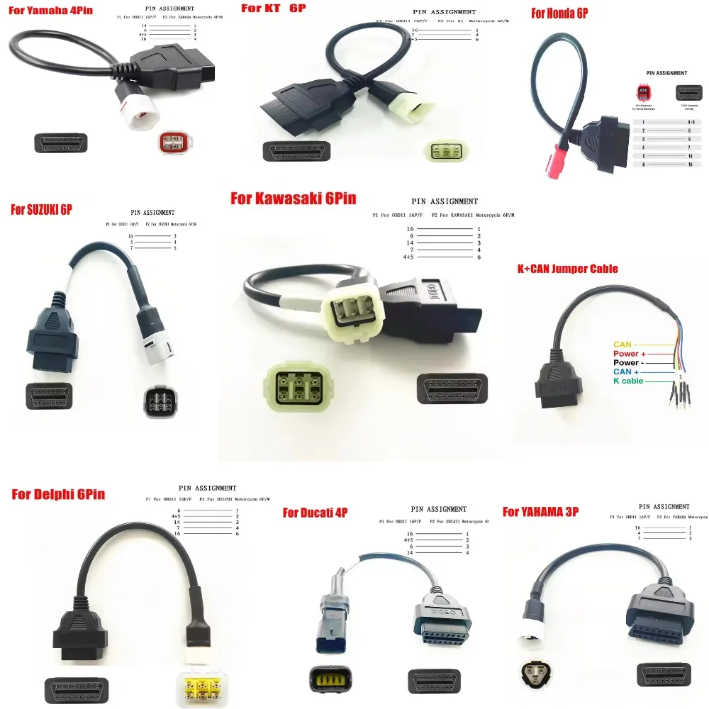 جديد دراجة نارية كابلات الموصلات لياماها/سوزوكي/كاواساكي/هوندا/دلفي/دوكاتي 3pin/4pin/6pin محول obd2 كابل خط أداة السيارات