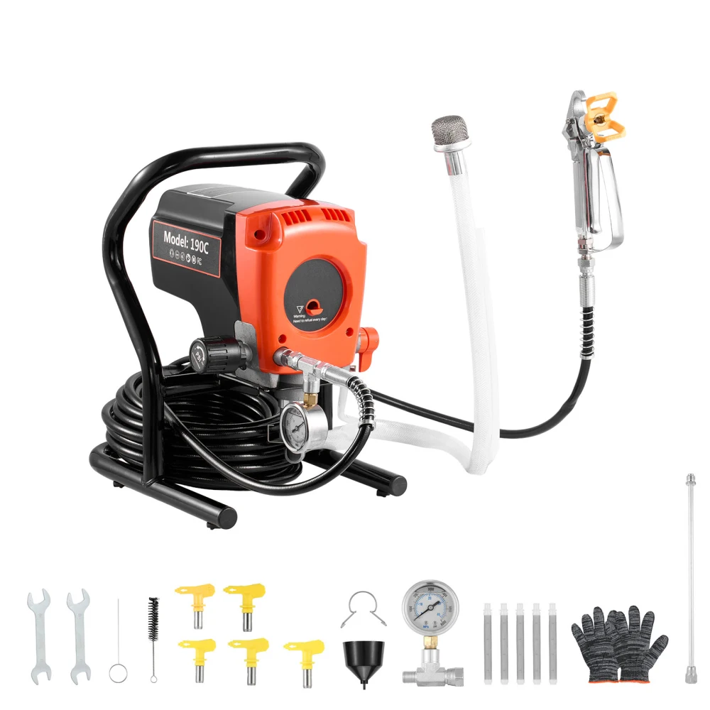 

900W3300PSI Stand Airless Paint Sprayer - Brush,Hose,Ext Rod,Nozzles for Home,Fence