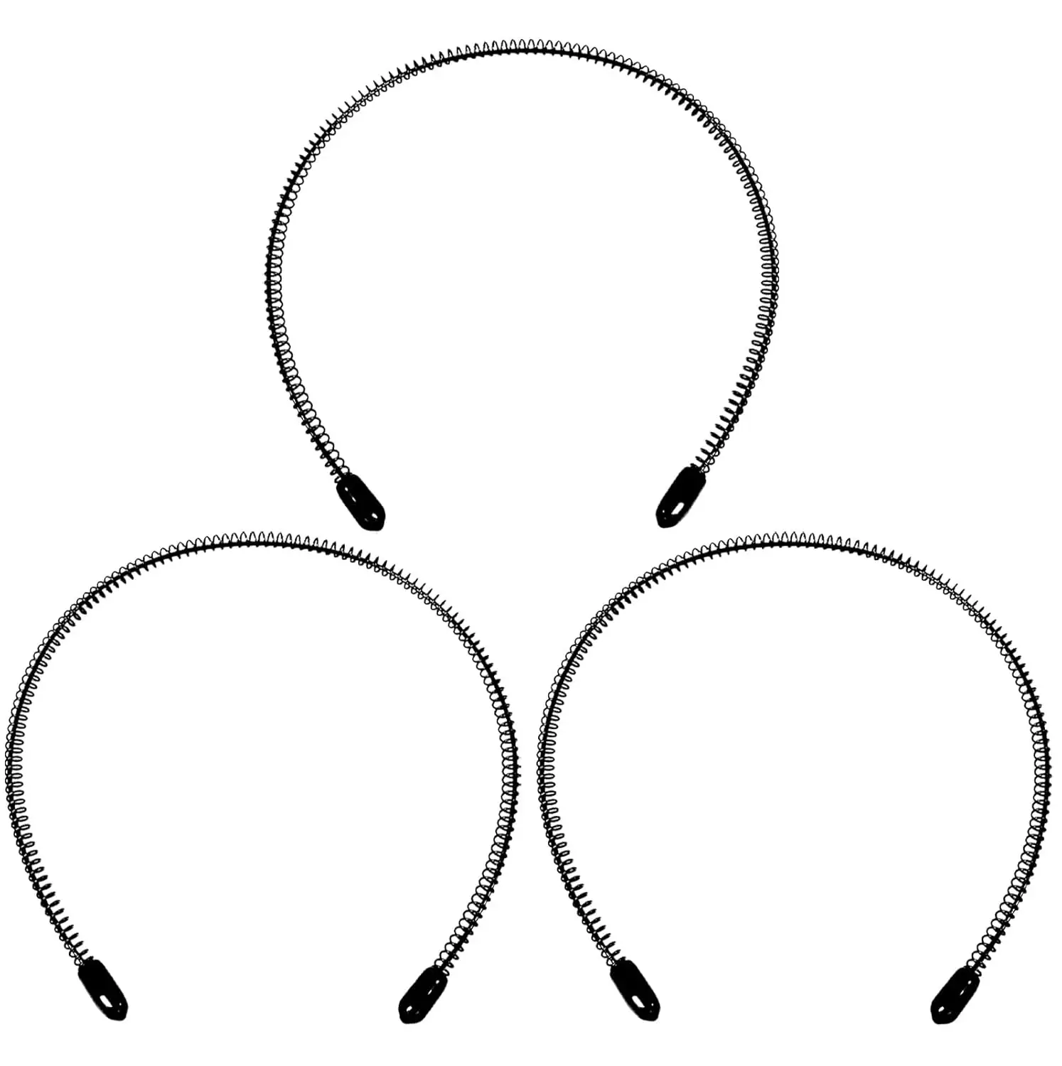 

Металлические повязки на голову унисекс, регулируемая черная повязка для волос из 3 штук для занятий спортом и повседневной носки