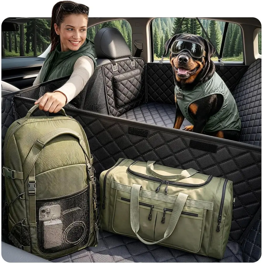 Universal Dog Car Seat Cover with Back Seat Protection, Road Trip & Daily Use, 500 lbs Support, 45% Space Increase, Waterproof,