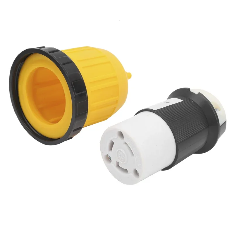 

1Pc RV Cord Connector Locking Plug With Waterproof Cover Power Socket 30Amp 125V For Rv Trailer Caravan Marine Vessels