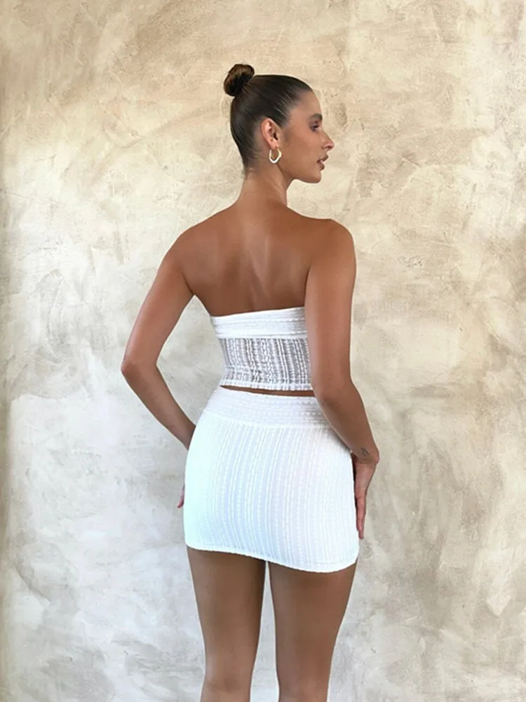 Hirigin kobiety Sexy Bodycon Mini zestaw spódnic lato z długim rękawem koronkowy top Bodycon krótka spódniczka 2 sztuk zestaw Streetwear