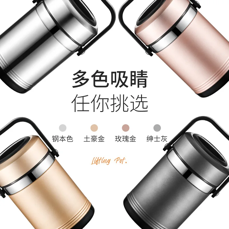 Boîte à déjeuner thermique sous vide à 3 couches en acier inoxydable 304, pour adultes, étudiants, employés de bureau, grande capacité