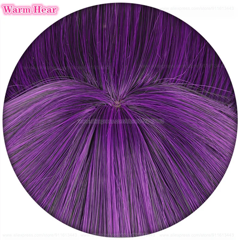 Fern Cosplay peruca sintética para mulheres, cabelo liso, resistente ao calor, 80cm de comprimento, roxo escuro, headwear de cabelo, uma peruca cap, em estoque