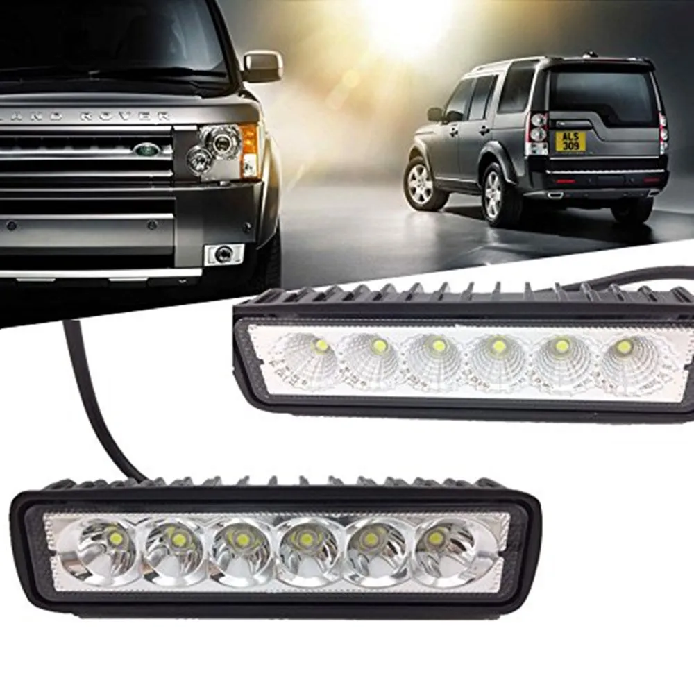 18w 6 LED Car Work Light High Bright Spotlight Universal Offroad Automobile Truck Driving Fog Headlights DRL Driving Lamp 12V