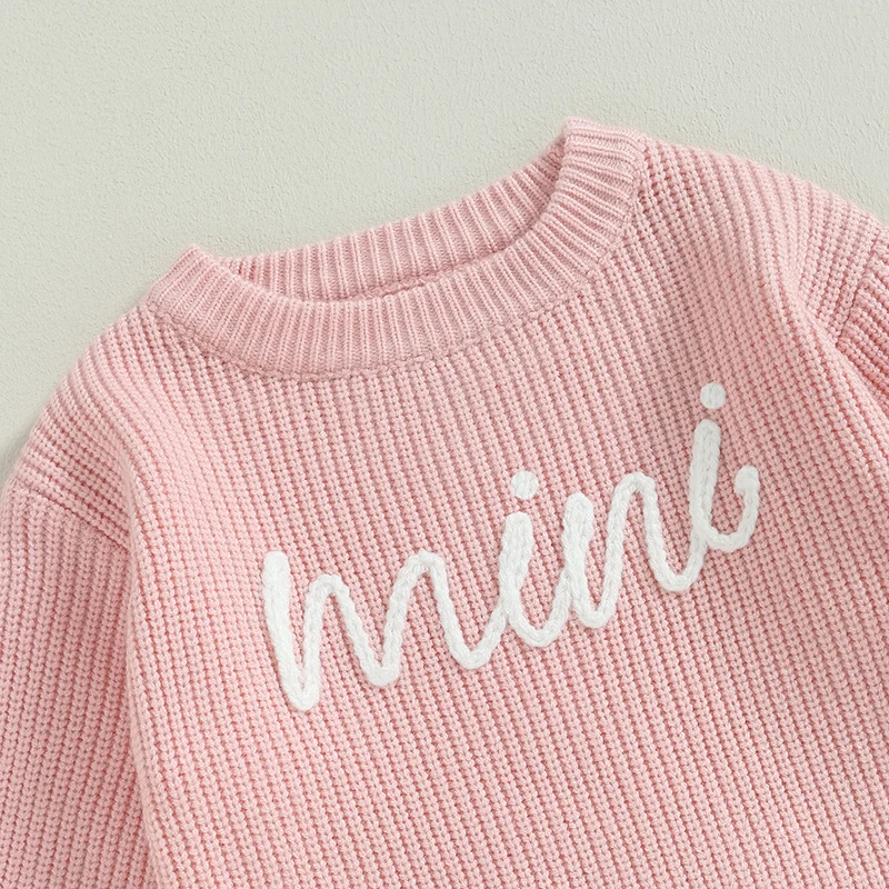 Lioraitiin 0-24M Baby Boys Girls Sweater Rompers Letter Embroidery Crew Neck Long Sleeve Jumpsuits Infant Clothes Knit Bodysuits