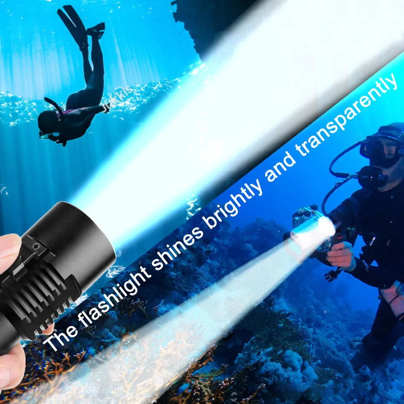 New XHP70.2 Scuba Diving Flashlights 200M IPX8 Waterproof Underwater Torch Bright LED Submarine Safety Lighting for Underwater