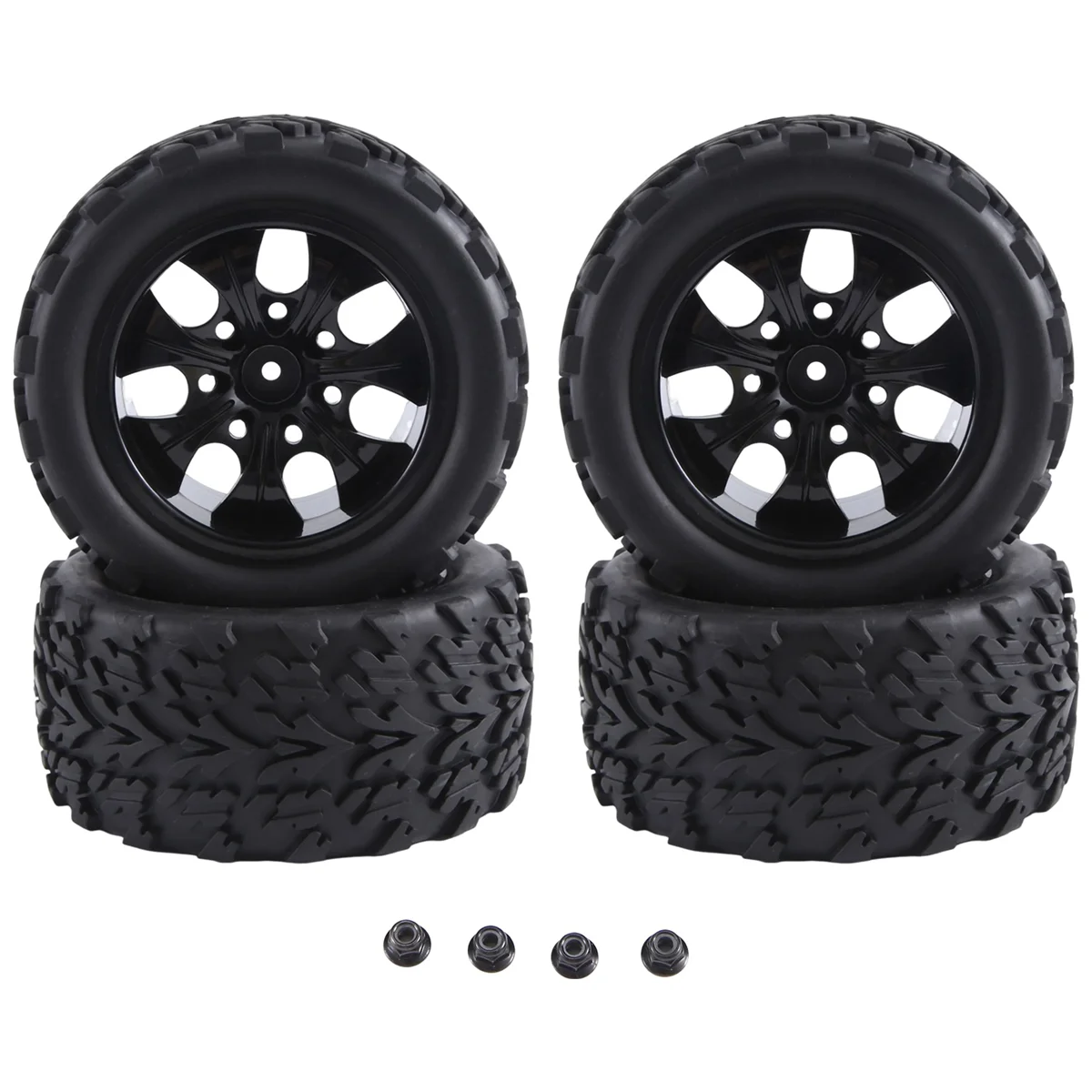 PMPC_12mm Hex 1/10 RC Truck Wheels and Tires for Traxxas Rustler 2Wd 4X4,A
