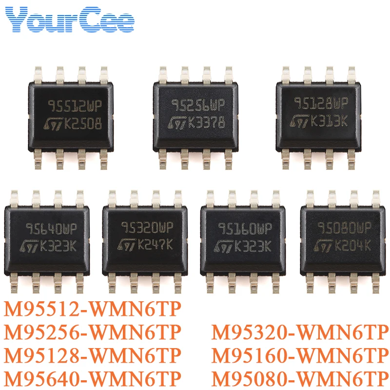 5Pcs M95512 M95256 M95128 M95640 M95320 M95160 M95080 WMN6TP SOP-8 512Kbit 256Kbit 3SPI bus EEPROM chip with high-speed cloc