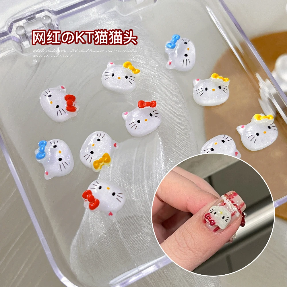 20Pcs Sales Promotion Sanrio Hello Kitty Nail Art Cartoon Accessories Playful Kawaii Resin Diy Phone Case Hairpin Nail Ornament