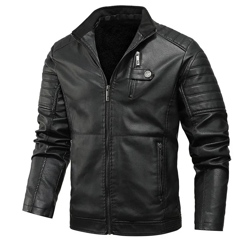 

Winter Men's Leather Jacket High Quality Youth Fashion Windproof Motorcycle Coat Male Wool Thicken Warm Jackets Men Clothing