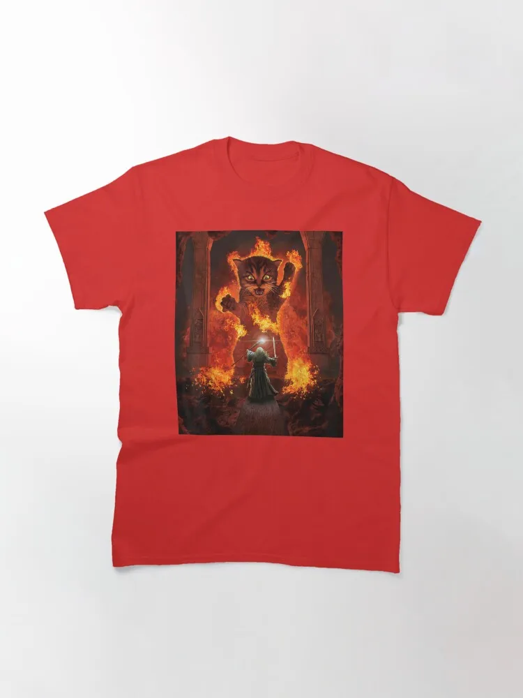 Balrog cat Classic T-Shirt Shirt Awesome Print Pure Cotton Tops Plus Size