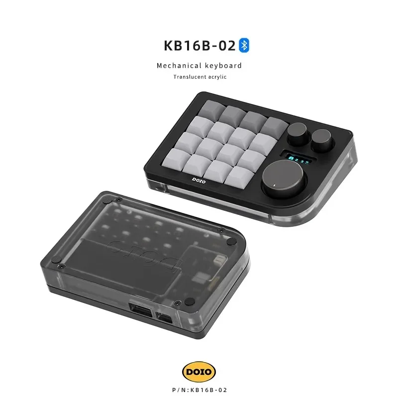 DOIO KB16B-02 Teclado mecánico inalámbrico Bluetooth dos modos con perilla 16 teclas diseñador Mini teclado personalización regalos