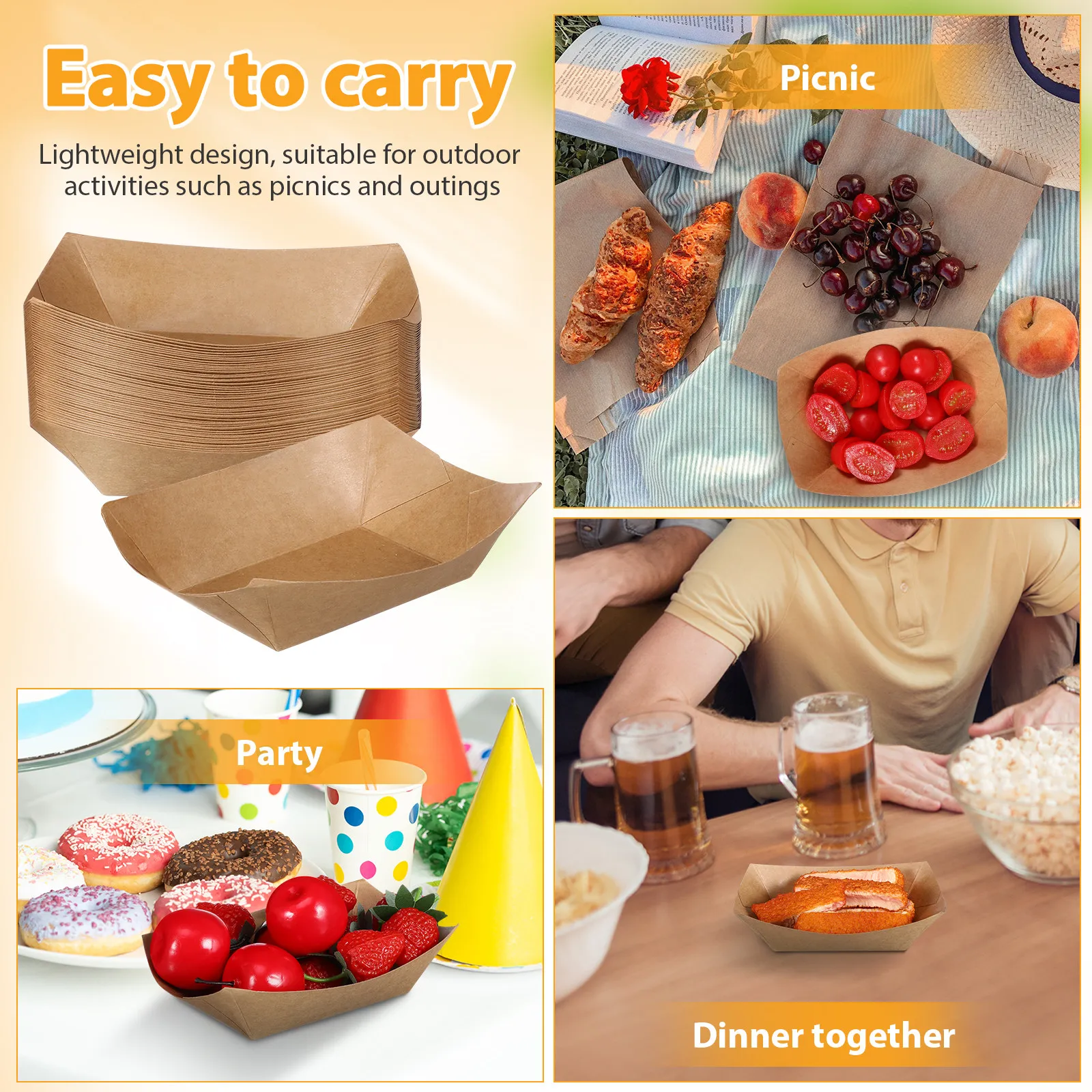 50Pcs Disposable Kraft Paper F - Food Snacks Party 评论和价格