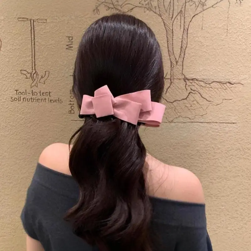 Hochwertige mehrschichtige Schleifen-Bananenklammer Haarnadel Pferdeschwanz-Haarspangen Kopfbedeckung Haarschleifen für Mädchen Haaraccessoires – Detail 10