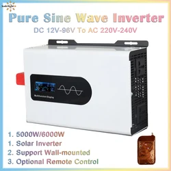 Pure Sine Wave Inverter 12v 220v 5000W 6000W Power 12V 24V 48V 60V 72V Converter Solar Car Inverters Off Grid Wall-mounted