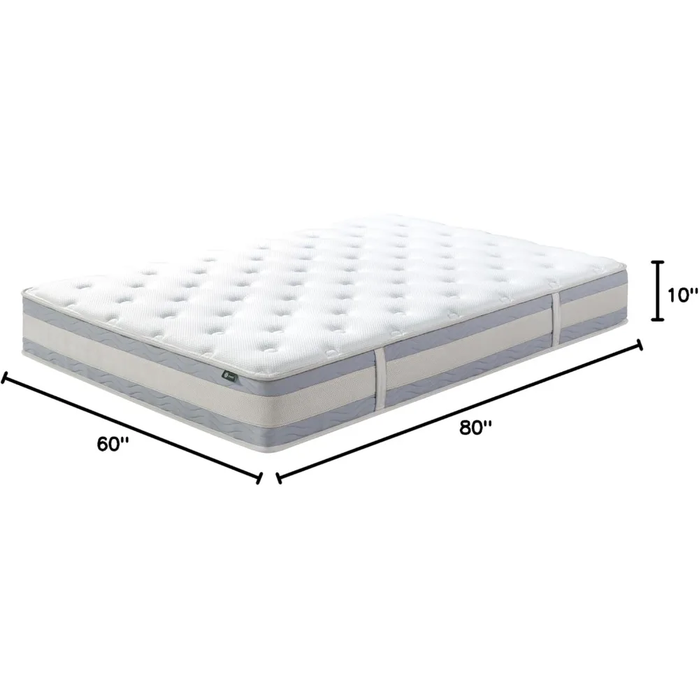 10 Inch Comfort Support Hybrid Mattress [New Version], Queen, Fiberglass Free, Medium Plush, Motion Isolation