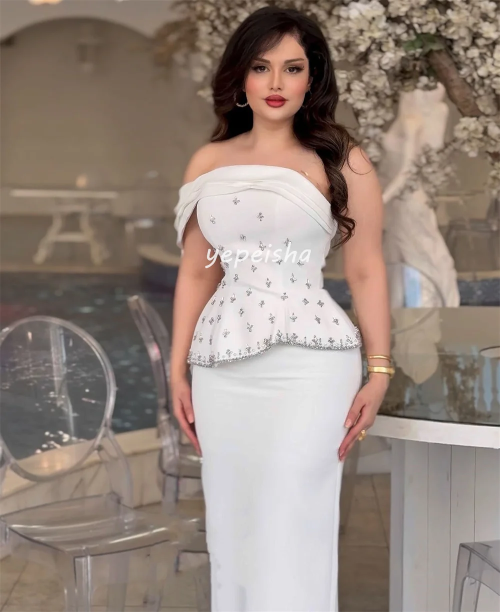 Vestidos Midi rectos sin tirantes con lentejuelas y diamantes de imitación fruncidos, moda Retro Simple personalizada, vestidos para ocasiones a medida