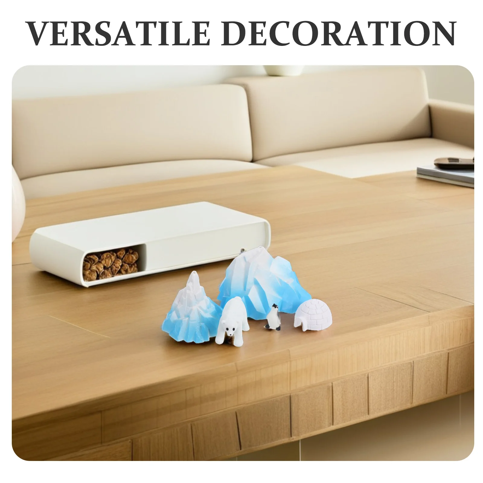 5 قطعة صغيرة القطب الشمالي فيض الدب البطريق Igloo المشهد الواقعي المشهد الصغير حوض السمك المنزل مكتب البطريق تمثال مصغر