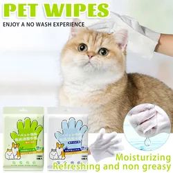 6pcs Pet Disposable Cleaning Gloves Wash Free Cats Dogs Spa Bath Supplies Massage Non Woven Fabric No Rinse Eye Wipe Gloves