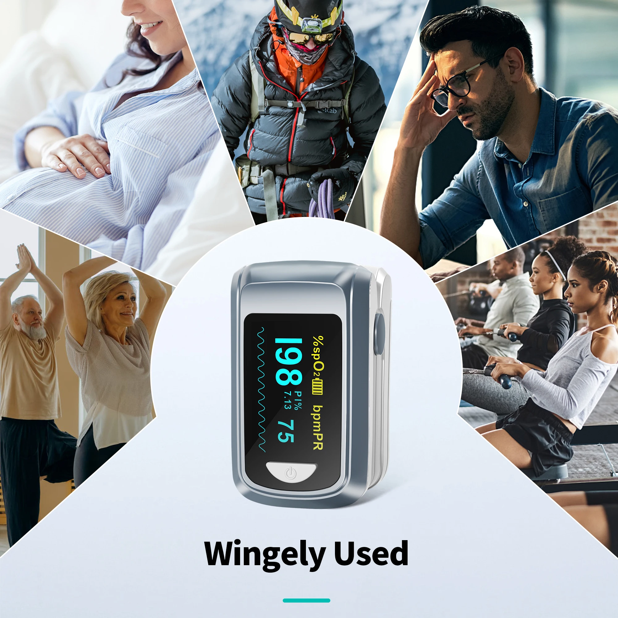 HealthTree Finger Pulse Oximeter Blood Oxygen Saturation Meter Heart Rate Monitor OLED Oximetro De Dedo SPO2 PR PI RR Bluetooth gallery 5