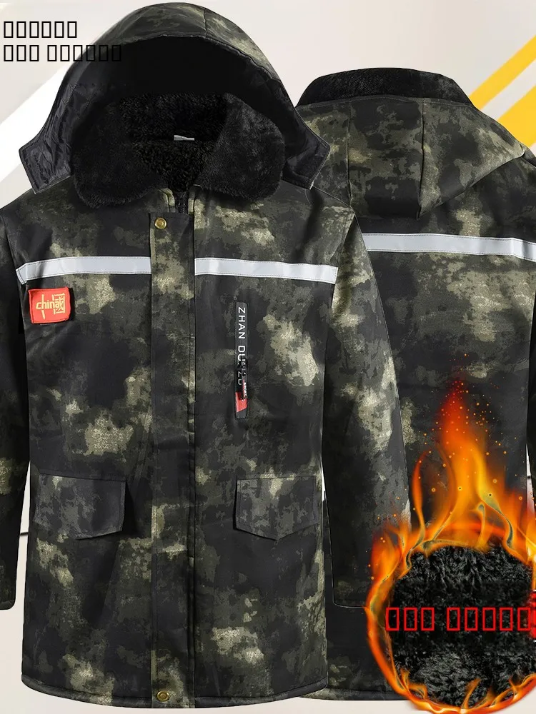 

Утепленная флисовая камуфляжная рабочая куртка из хлопка, теплая, больших размеров, зимняя одежда, хлопковое пальто для молодежи