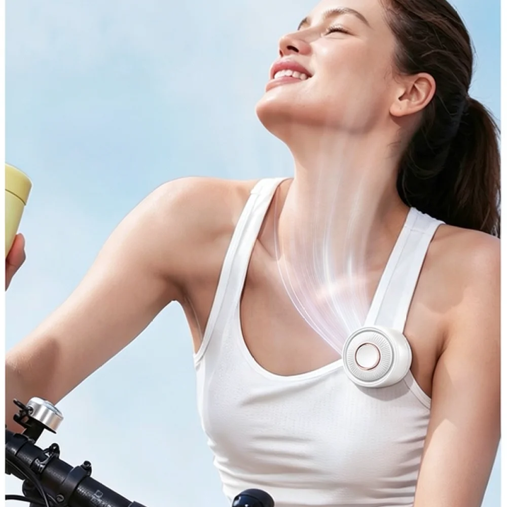 Mini Bladeless Neck Fan USB Powered Portable Cooling Tool Hands Free Clip On Wearable Cooler For Summer Camping Hiking