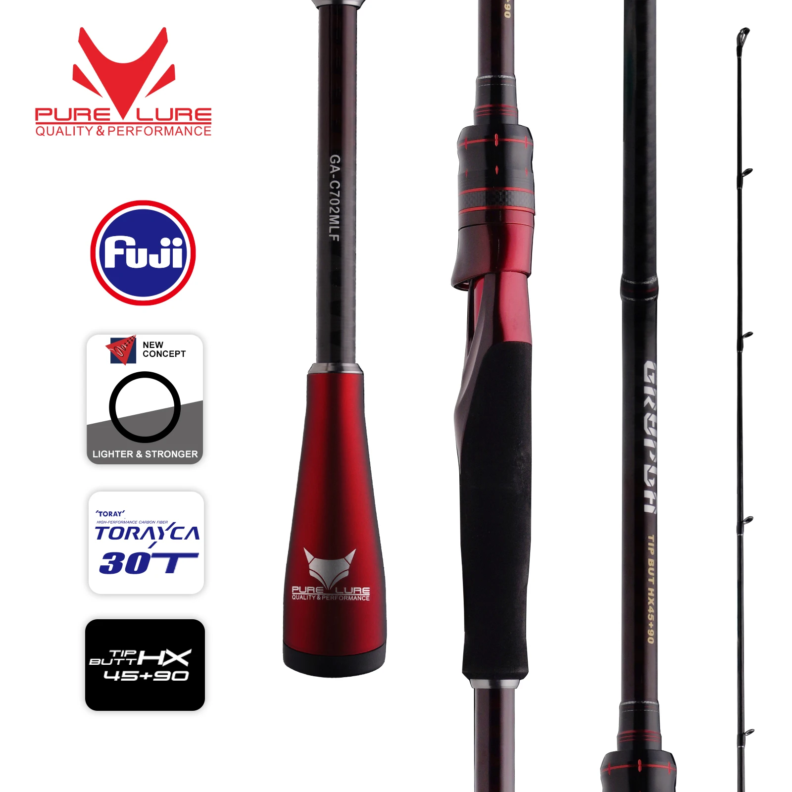 PURELURE GRUPLA Spinning Casting Rod High Carbon Universal Long Throwing Fishing Rod in FUJI Accessories Fast