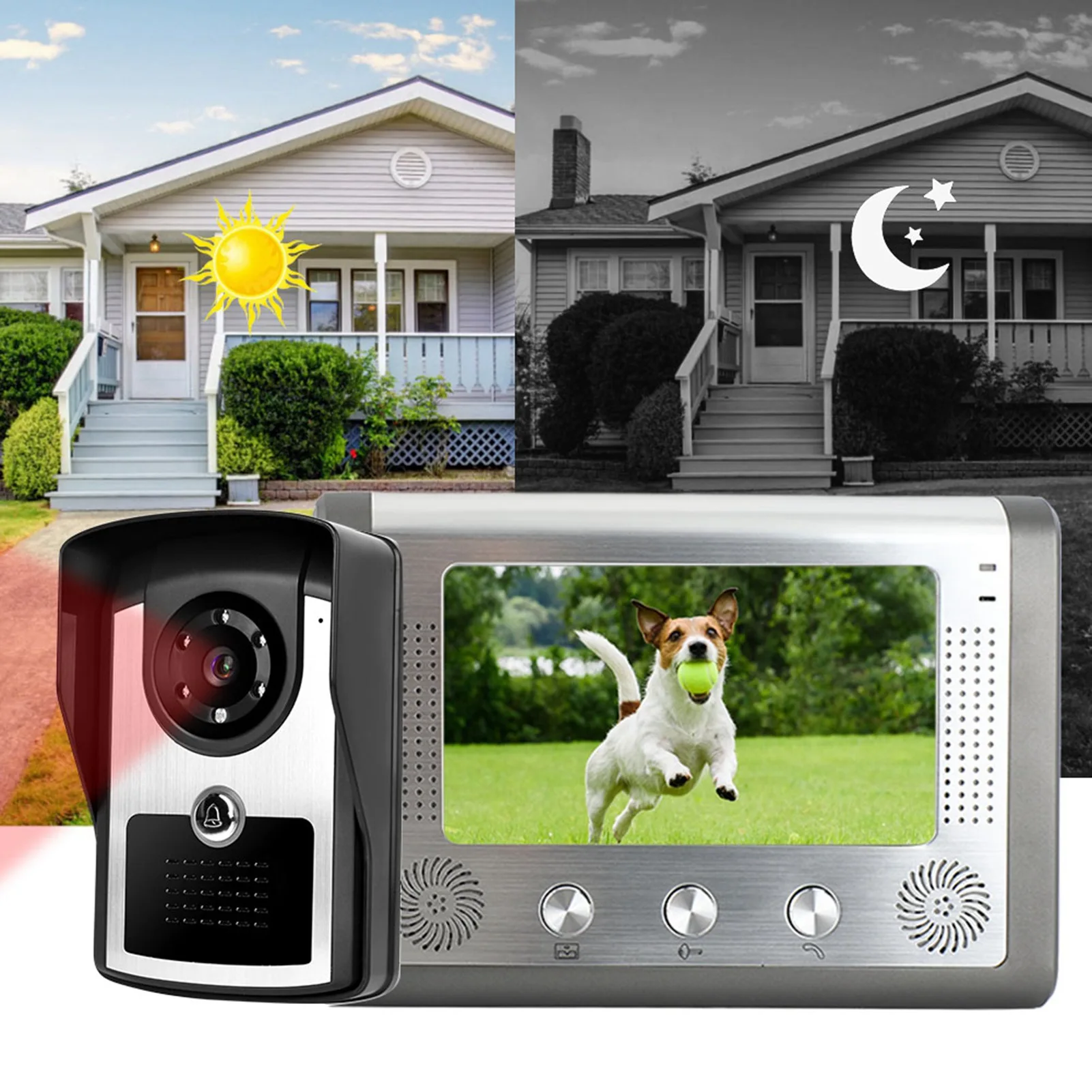 

7inch Wired Rainproof Video Intercom Doorbell IR Camera Monitor Door Phone Door Phone Doorbell IR Doorbell Wired Video Doorbell