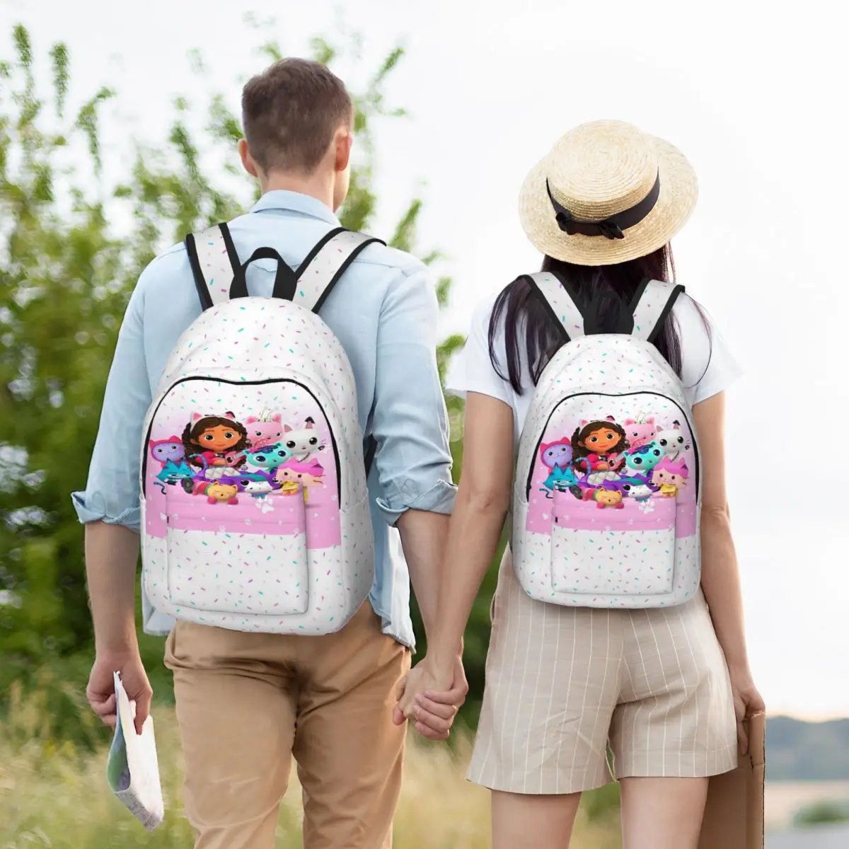 Gabbys Cartoon Dollhouses Kawaii Teenage Backpack Outdoor High School Hiking Travel Cute Anime Daypack Men Women Shoulder Bag