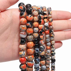 6/8/10mm Natural Stone Red Fire Agate Beads Round Loose Spacer Beads for Jewelry Making DIY Necklace Bracelets Accessories 15''