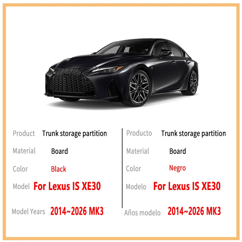 For Lexus IS 2014~2026 2025 XE30 MK3 Multifunction Trunk Storage Partition Storage Auto Interior Parts Organizer Car Accessories