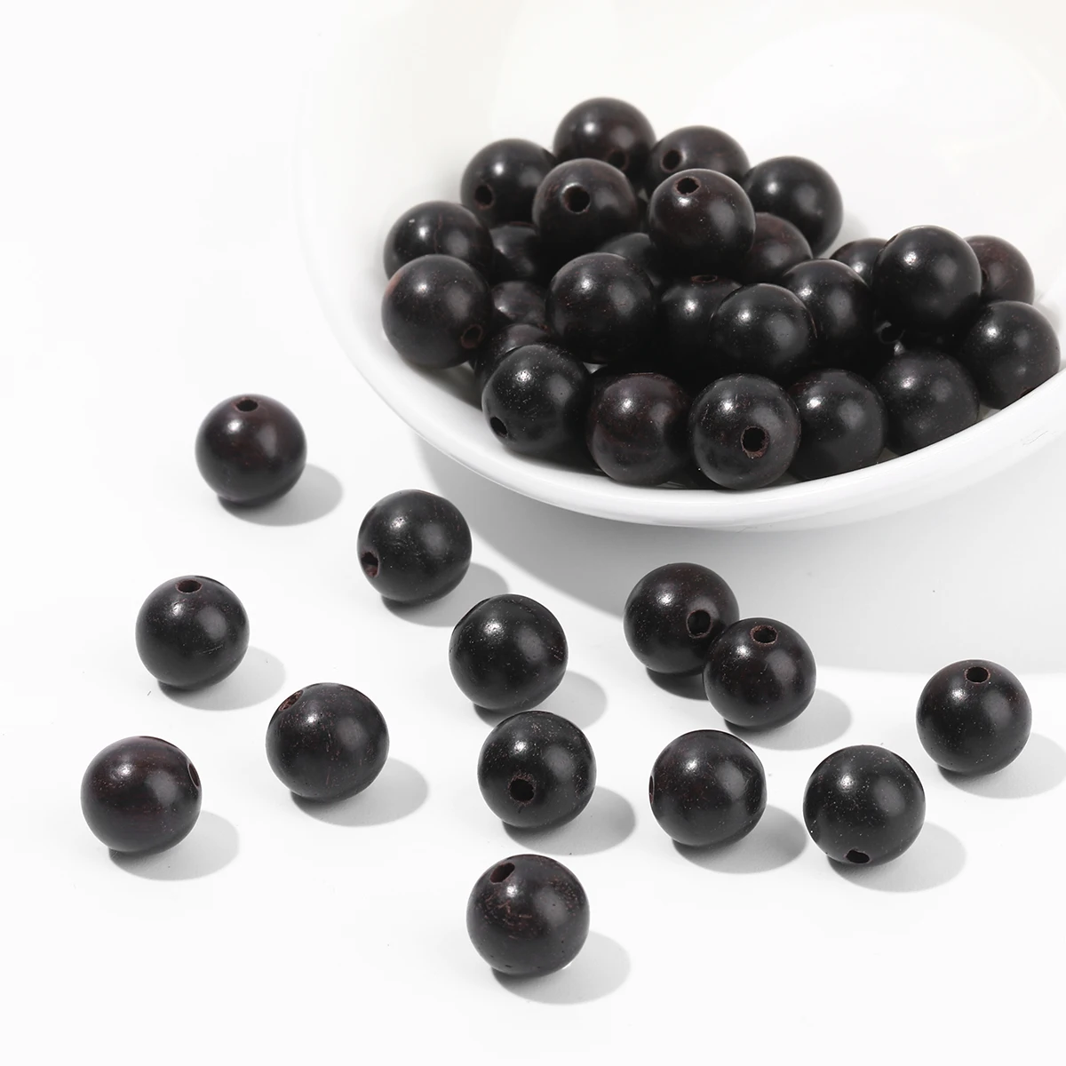 50 Pcs/lot Natural Wooden Bead Black Sandalwood Ebony Beads 6 8 10 12 15mm For Jewelry Making Diy Necklace Bracelet Accessory