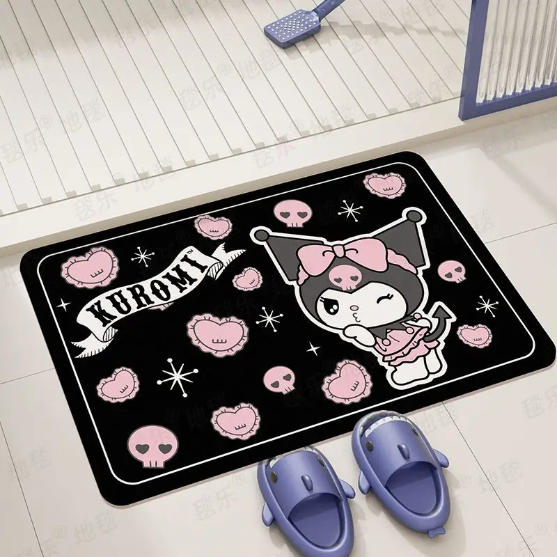 쿠로미 마이 멜로디 만화 규조 진흙 바닥 매트, 욕실 카펫 흡수 패드 변기, 미끄럼 방지, 속건성 발 매트