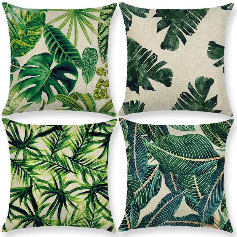 

Tropical Leaf Pillowcase Summer Green Flower Pillow Case Interior for Home Decor Cushions Home Decor Garden Chair Pillow Cover