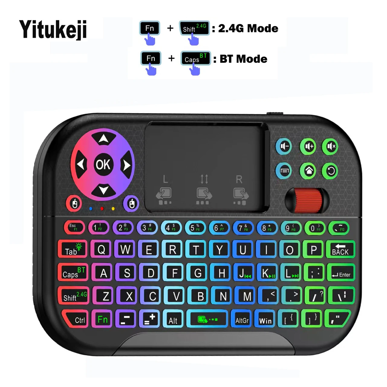 Mini BT Wireless Keyboard QWERTY With Touchpad 2.4GHz USB Ba