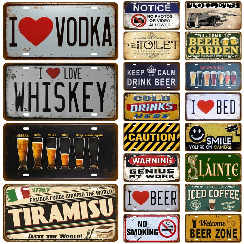 Welcome WIFI Beer Drink Tin Sign Tinplate Plate Vodka Wall Decor Restrooms Vintage Pub Bar Metal Sign Painting Plaques Poster