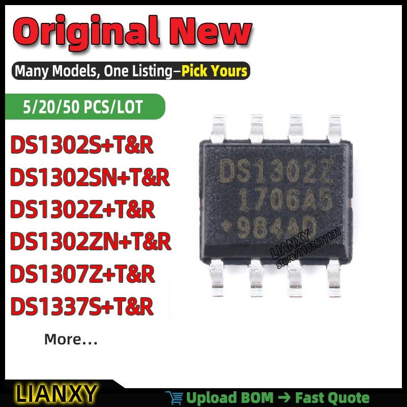 DS1302ZN+T&R DS1302Z+T&R DS1307Z+T&R DS1337S+T&R DS1302S+T&R DS1302SN+T&R SOIC-8 REAL-TIME CLOCK New Original