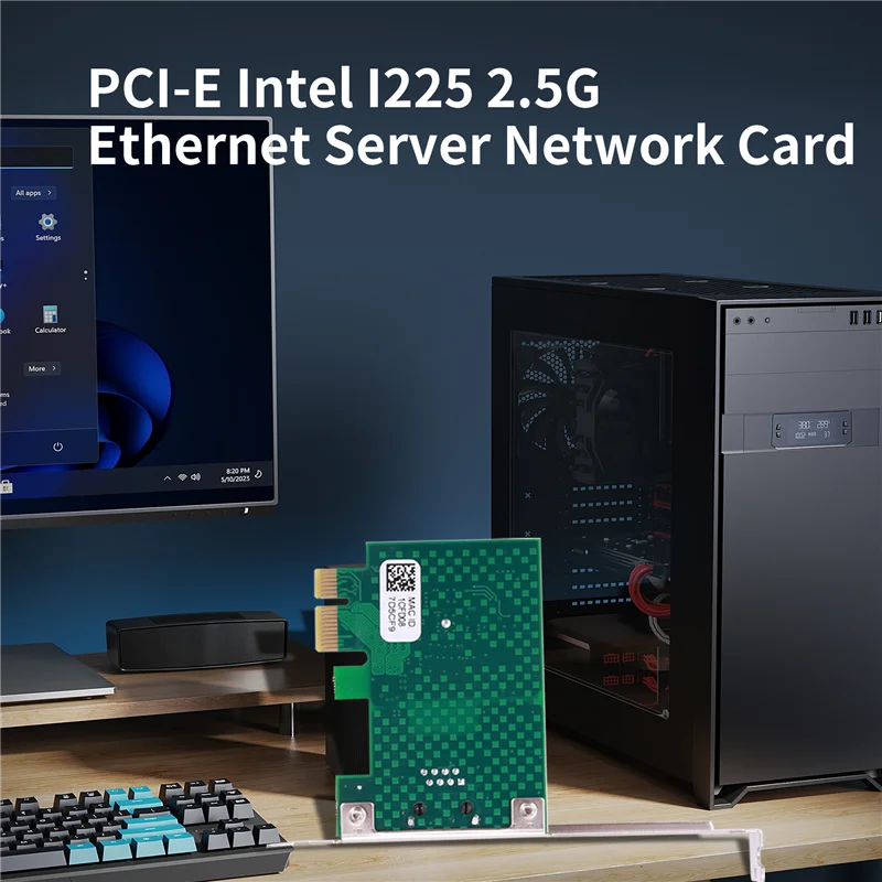 A41Z-I225-V 네트워크 카드, 데스크탑 컴퓨터용 Pci-E I225 2.5G 이더넷 서버 네트워크 카드
